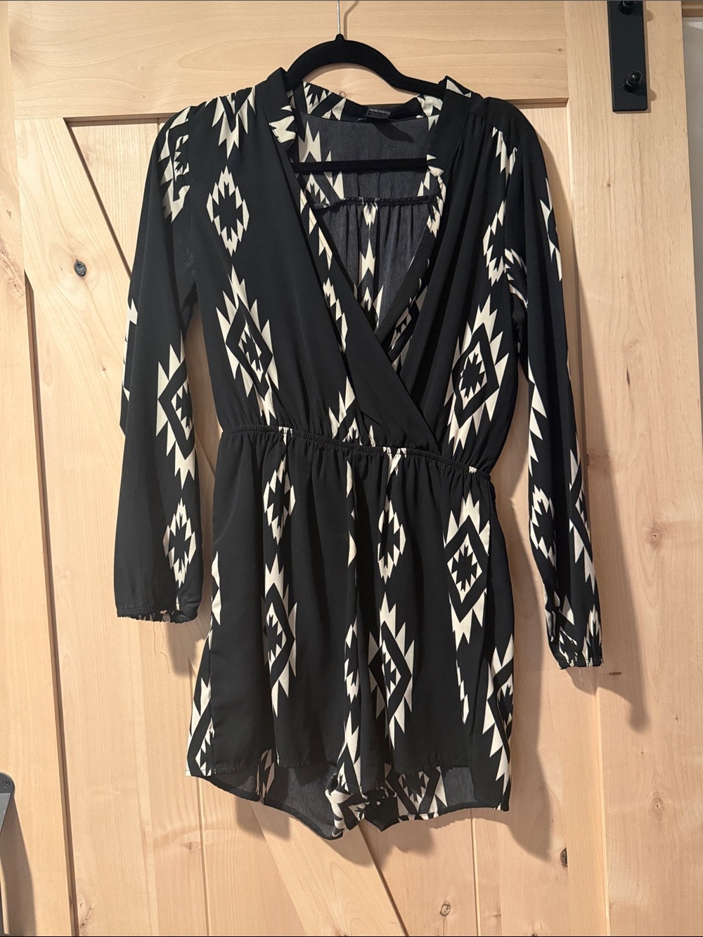 Miss Chievous Black & Cream Printed Swim Coverup Romper